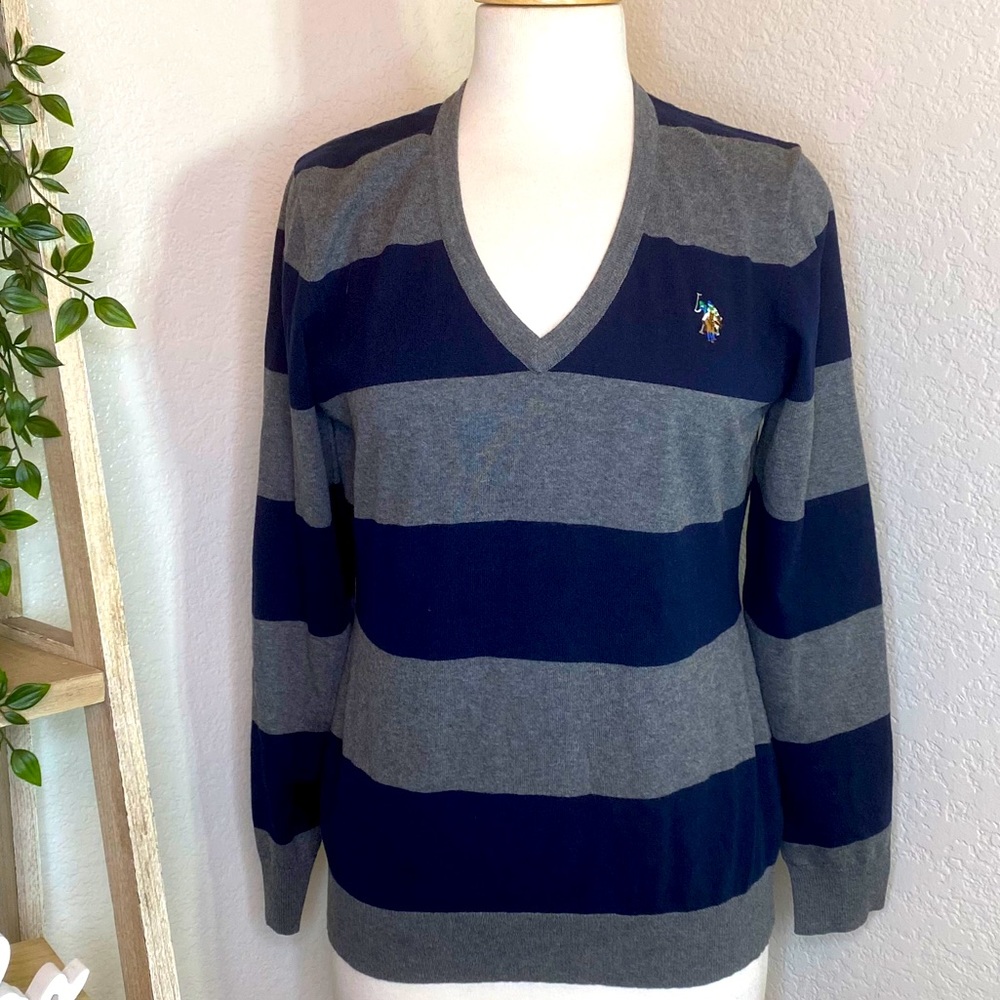 Polo striped long sleeve sweater shirt